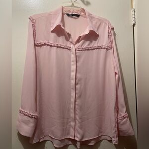 Zara Light Pink Blouse with Textured Detail